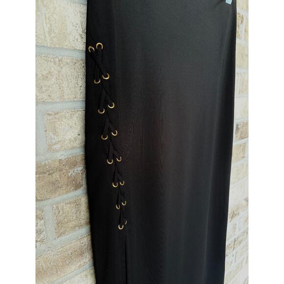 Black Maxi Skirt Side Slit MED Morticia Grunge Goth Dark Romance Steampunk Y2K - Picture 3 of 7